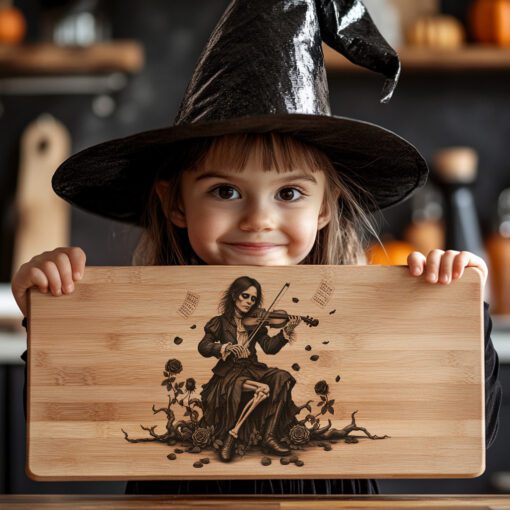 Halloween Charcuterie Board Laser Engraving File, Gothic Violinist,
