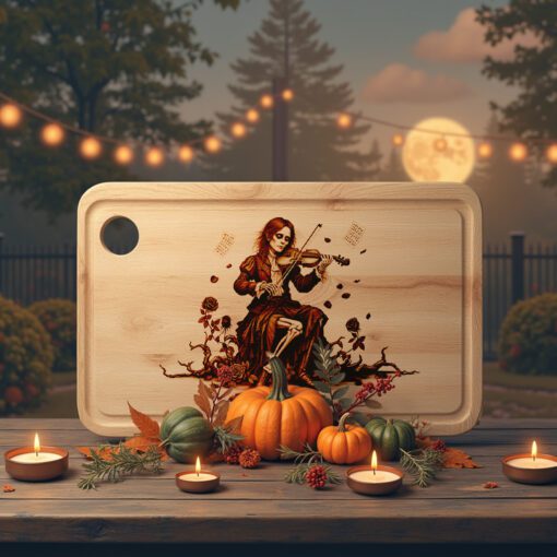 Halloween Charcuterie Board Laser Engraving File, Gothic Violinist,