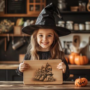 Halloween Charcuterie Board Laser Engraving File, Ornate Skull