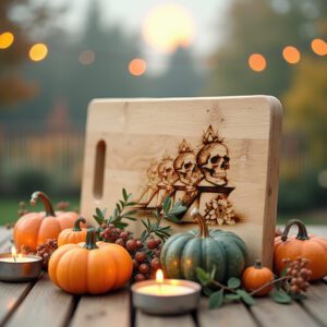 Halloween Charcuterie Board Laser Engraving File, Ornate Skull