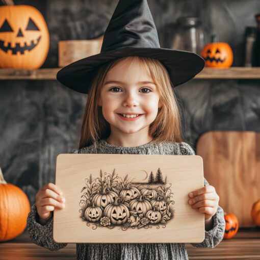 Halloween Charcuterie Board Laser Engraving File, Pumpkin Patch