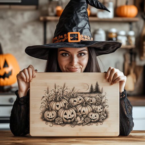 Halloween Charcuterie Board Laser Engraving File, Pumpkin Patch