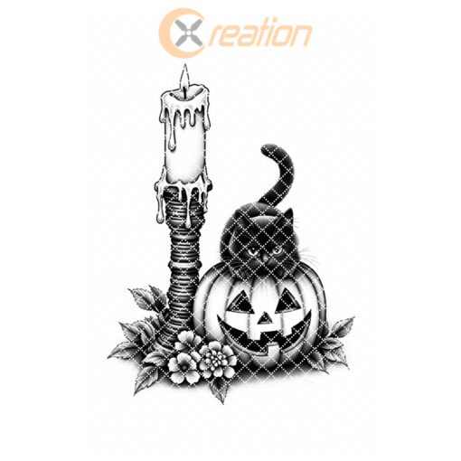 Archivo de grabado láser para tabla de embutidos de Halloween, diseño de vela de gato espeluznante. - Imagen 7
