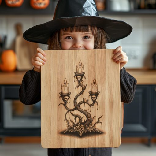 Halloween Charcuterie Board Laser Engraving File, Twisted Candelabra