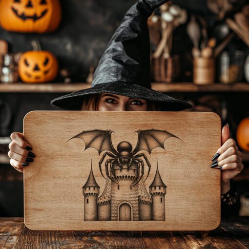 Archivo láser para tabla de embutidos de Halloween, murciélago, araña, castillo, tabla de quesos espeluznante - Imagen 5