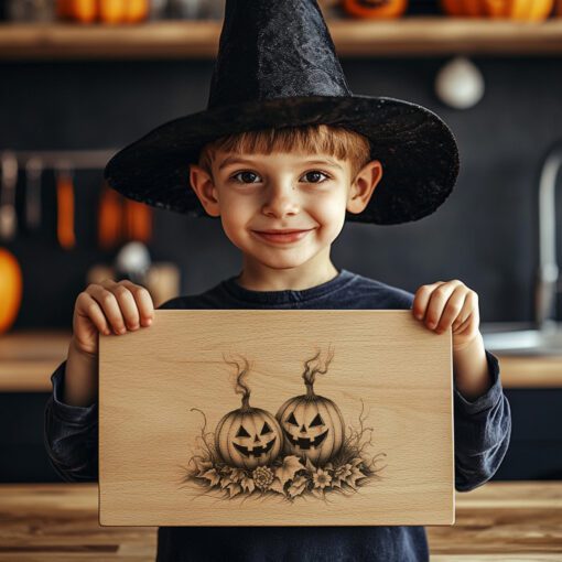Archivo láser para tabla de charcutería de Halloween, grabado de Jack O Lantern, decoración para fiestas - Imagen 3