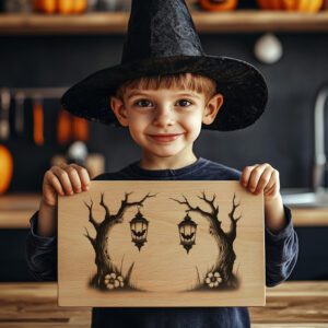 Halloween Charcuterie Board Laser File, Moonlit Bat Lanterns,