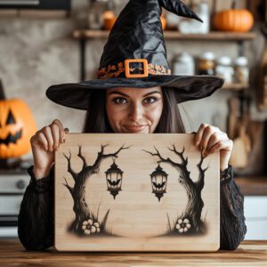Halloween Charcuterie Board Laser File, Moonlit Bat Lanterns,