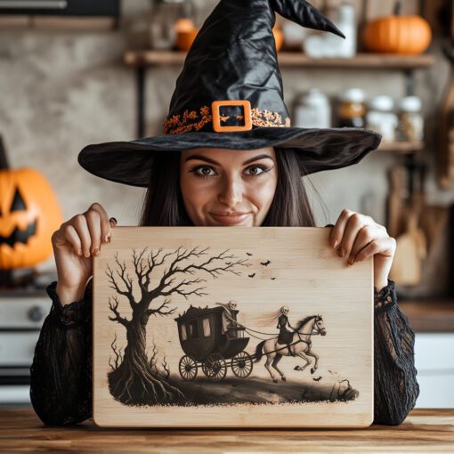 Halloween Charcuterie Board Laser File, Phantom Carriage Ride