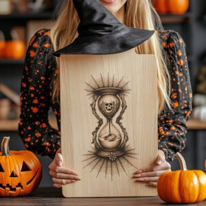 Halloween Charcuterie Board Laser File, Spiderweb Hourglass Engraving,