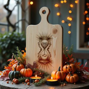 Halloween Charcuterie Board Laser File, Spiderweb Hourglass Engraving,