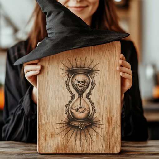 Halloween Charcuterie Board Laser File, Spiderweb Hourglass Engraving,