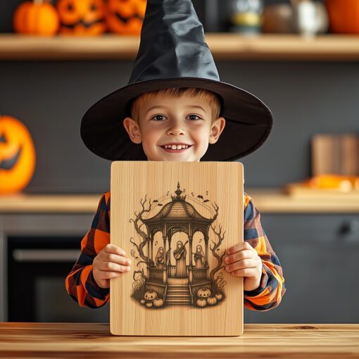 Archivo láser para tabla de charcutería de Halloween, músicos espeluznantes, plato de glorieta a la luz de la luna - Imagen 5