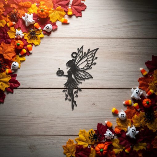 Halloween Fairy Pumpkin Ornament Laser File, Spooky Silhouette