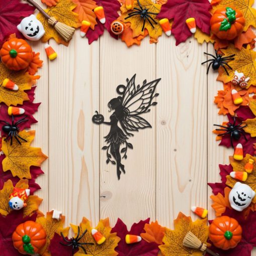 Halloween Fairy Pumpkin Ornament Laser File, Spooky Silhouette