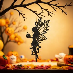 Halloween Fairy Pumpkin Ornament Laser File, Spooky Silhouette