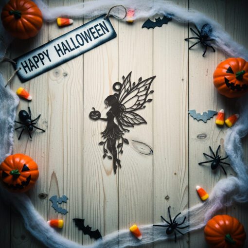 Halloween Fairy Pumpkin Ornament Laser File, Spooky Silhouette