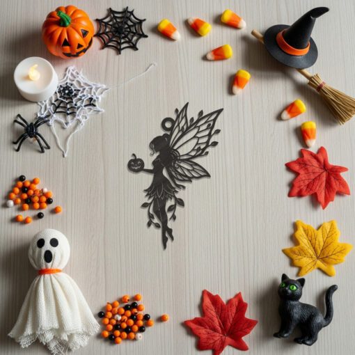 Halloween Fairy Pumpkin Ornament Laser File, Spooky Silhouette