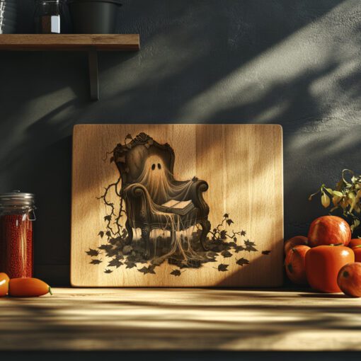 Archivo láser para tabla de charcutería embrujada de Halloween, sillón siniestro, diseño espeluznante. - Imagen 2