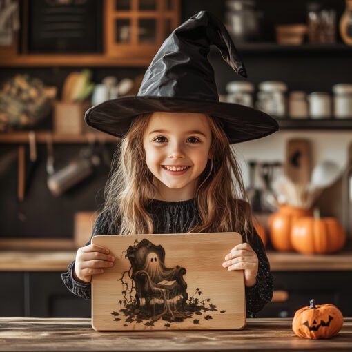 Archivo láser para tabla de charcutería embrujada de Halloween, sillón siniestro, diseño espeluznante. - Imagen 5