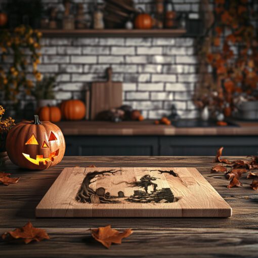 Archivo de grabado láser de violinista embrujado de Halloween para tabla de embutidos, decoración gótica. - Imagen 3