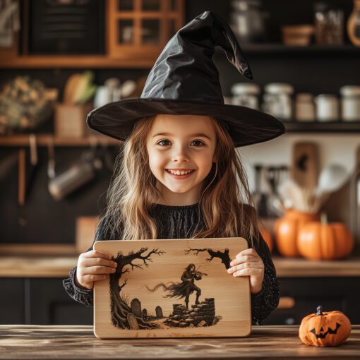 Archivo de grabado láser de violinista embrujado de Halloween para tabla de embutidos, decoración gótica. - Imagen 4