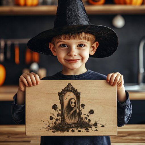 Halloween Laser Engraving File, Cursed Mirror Charcuterie Board