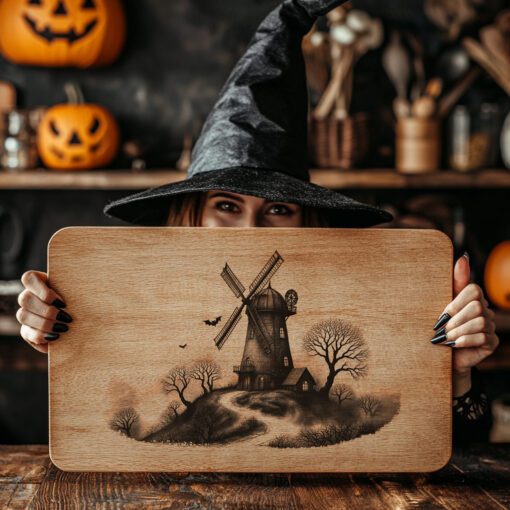 Halloween Laser Engraving File for Charcuterie Board, Spooky