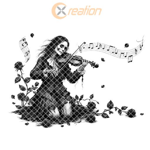Archivo de grabado láser de Halloween, arte gótico de violinista maldito para tabla de embutidos. - Imagen 6