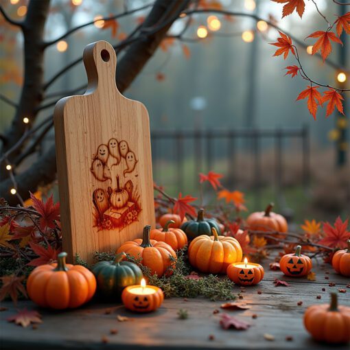Halloween Laser Engraving File, Grinning Ghost Charcuterie Board