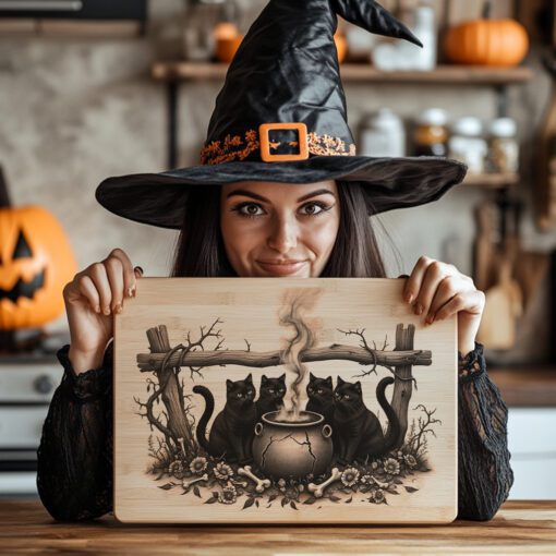 Halloween Laser Engraving File, Sinister Black Cat, Spooky
