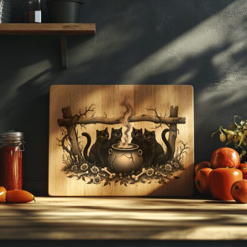 Halloween Laser Engraving File, Sinister Black Cat, Spooky