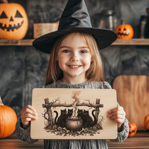 Halloween Laser Engraving File, Sinister Black Cat, Spooky