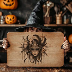 Halloween Laser Engraving File, Spectral Masquerade Mask for