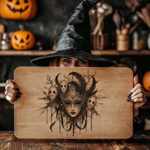 Halloween Laser Engraving File, Spectral Masquerade Mask for