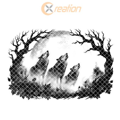 Halloween Laser Engraving File, Spectral Wolves Eclipse Charcuterie