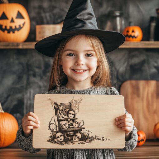 Halloween Laser Engraving File, Spooky Charcuterie Board, Carnival