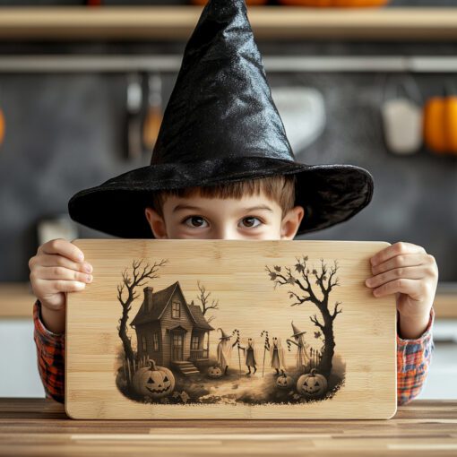 Halloween Laser Engraving File, Spooky Charcuterie Board, Ghost
