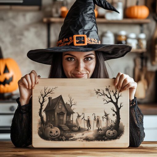 Halloween Laser Engraving File, Spooky Charcuterie Board, Ghost