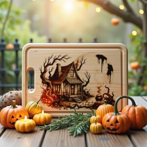 Halloween Laser Engraving File, Witch Cottage Charcuterie Board
