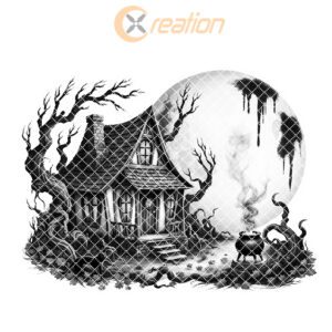 Halloween Laser Engraving File, Witch Cottage Charcuterie Board