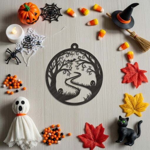 Pacchetto Ornamenti Halloween, 9 File di Design Laser per Creazioni Spettrali in Legno Fai da Te - immagine 5