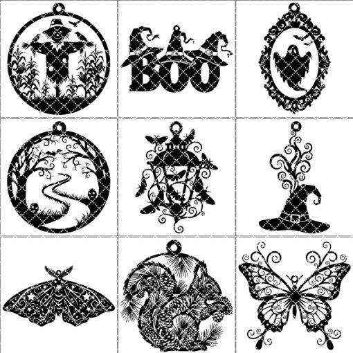 Pacchetto Ornamenti Halloween, 9 File di Design Laser per Creazioni Spettrali in Legno Fai da Te - immagine 7