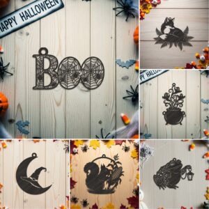Halloween Ornament Bundle, 9 Spooky Laser Files for