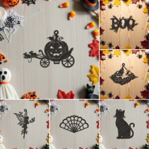 Halloween Ornament Bundle, Laser Cut Files, 9 Unique