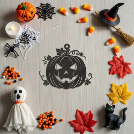 Halloween Ornament Laser File, Pumpkin Carving Decor, Black
