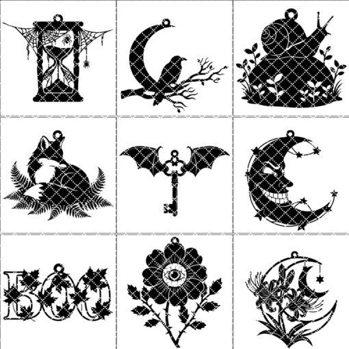 Halloween Ornaments Bundle, Spooky Laser Decor, Set of