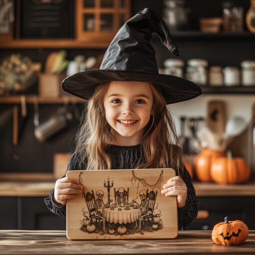 Archivo de Grabado Láser para Fiesta de Té de Esqueleto de Halloween, Diseño para Tabla de Charcutería - Imagen 3