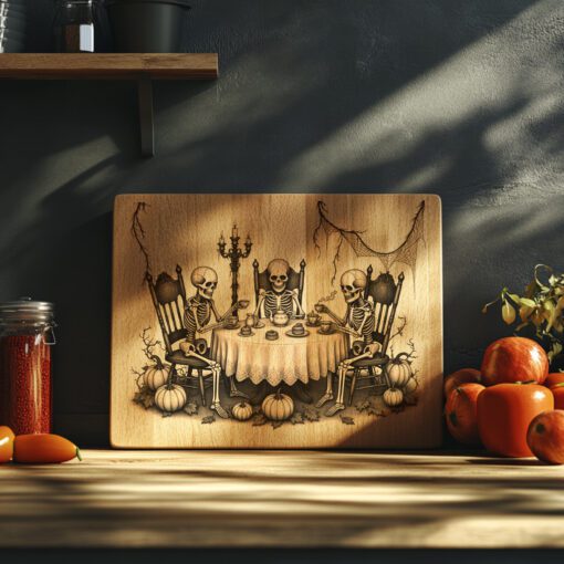 Archivo de Grabado Láser para Fiesta de Té de Esqueleto de Halloween, Diseño para Tabla de Charcutería - Imagen 5