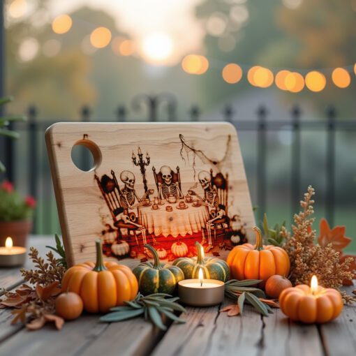 Halloween Skeleton Tea Party Laser Engraving File, Charcuterie